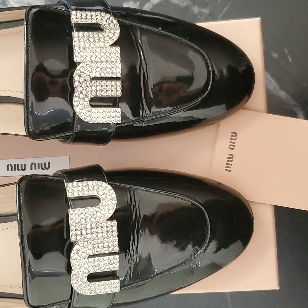 Miu Miu Black Patent Leather Loafers